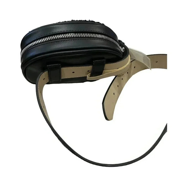 Steve Madden, Women's Faux-Shearling Oval Belt Bag, Black, Small - Picture 3 of 3